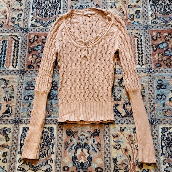 INTUITIONS blush pink lace knit sweater size M - Picture 4 of 5